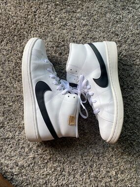 Nike White High-Top Sneakers with Black Swoosh Size 12 MEN